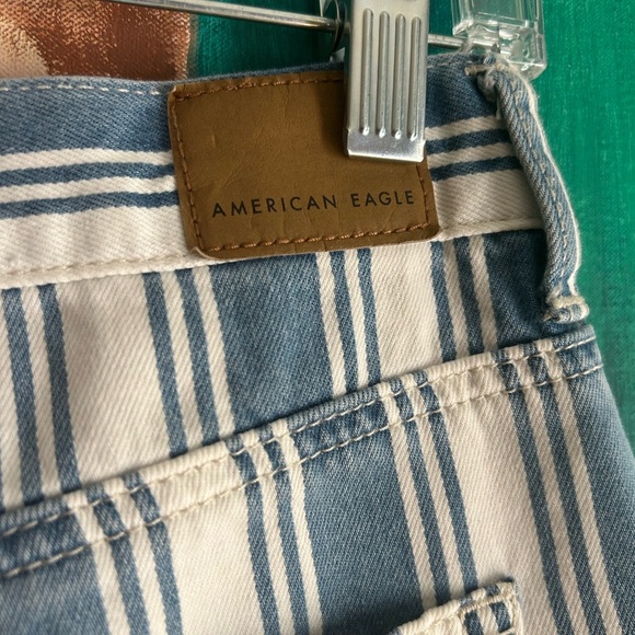 American Eagle Outfitters Blue and White Striped Straight Leg Jeans Size 4 - Picture 9 of 16